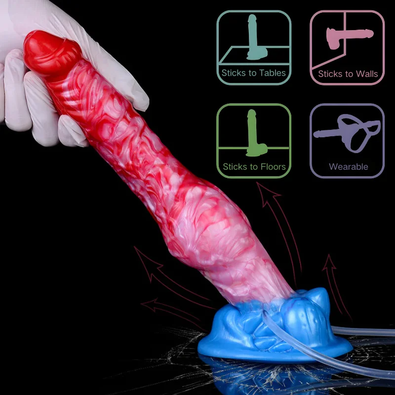 🐶 Cumming Dog Dildo - Masturbateur féminin réaliste avec fonctions de gonflage et d'éjaculation
