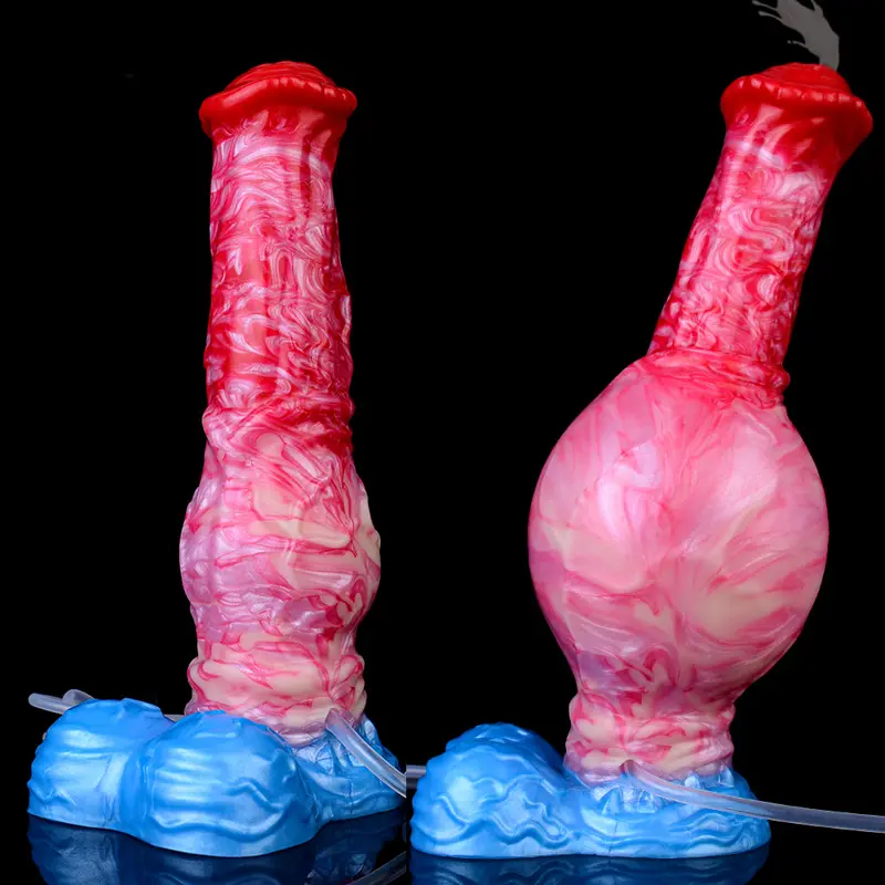 🐴 FurryDildo Wildes Abenteuer: Roter aufblasbarer ejakulierender Pferde-Dildo