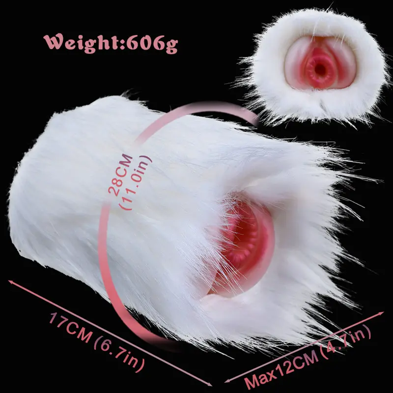 🐶 White Furry Canine Pussy Sextoy: Animalistic Fleshlight with Realistic Dog Vagina Textures