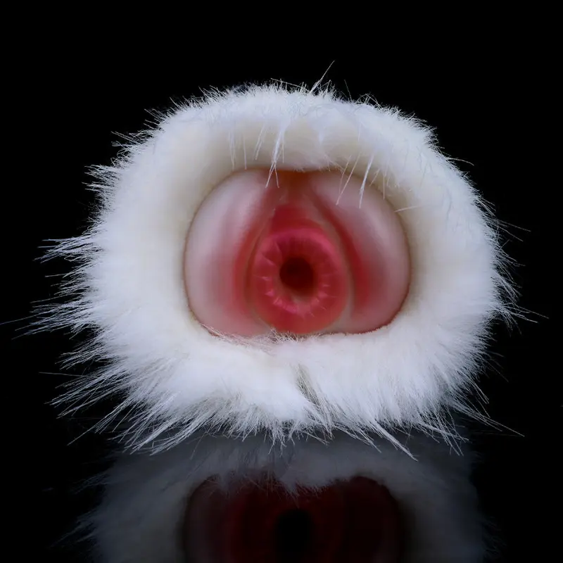 🐶 White Furry Canine Pussy Sextoy: Animalistic Fleshlight with Realistic Dog Vagina Textures