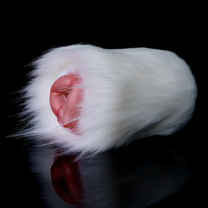🐶 White Furry Canine Pussy Sextoy: Animalistic Fleshlight with Realistic Dog Vagina Textures