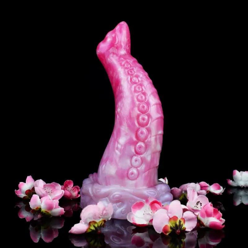 🐉 Fantasy Dragon Dildo with Octopus Tentacle Design - Purple Red Silicone Sex Toy by FurryDildo