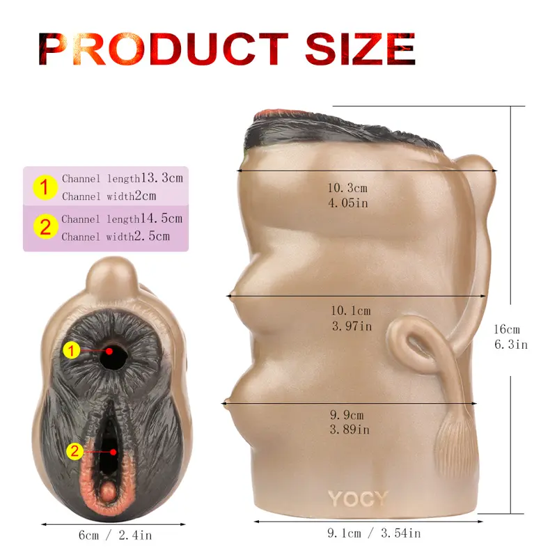 🐮 Silicone Ebony Cow Vagina Male Masturbator - FurryDildo Realistic Cow Pussy Sex Toy