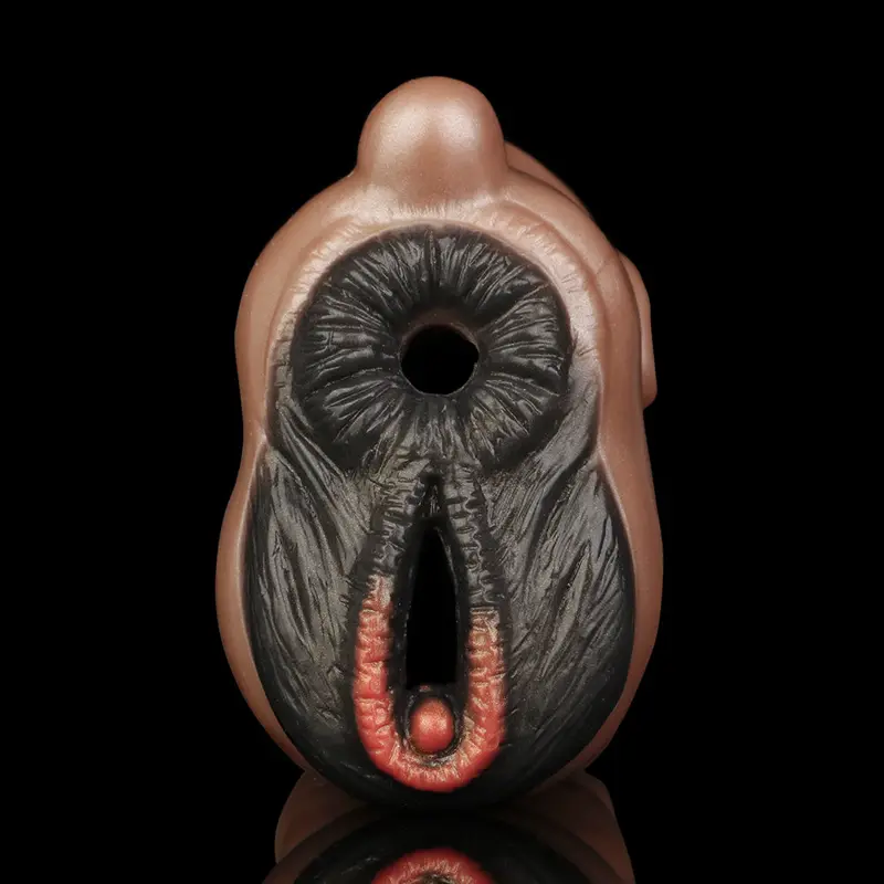 🐮 Silicone Ebony Cow Vagina Male Masturbator - FurryDildo Realistic Cow Pussy Sex Toy