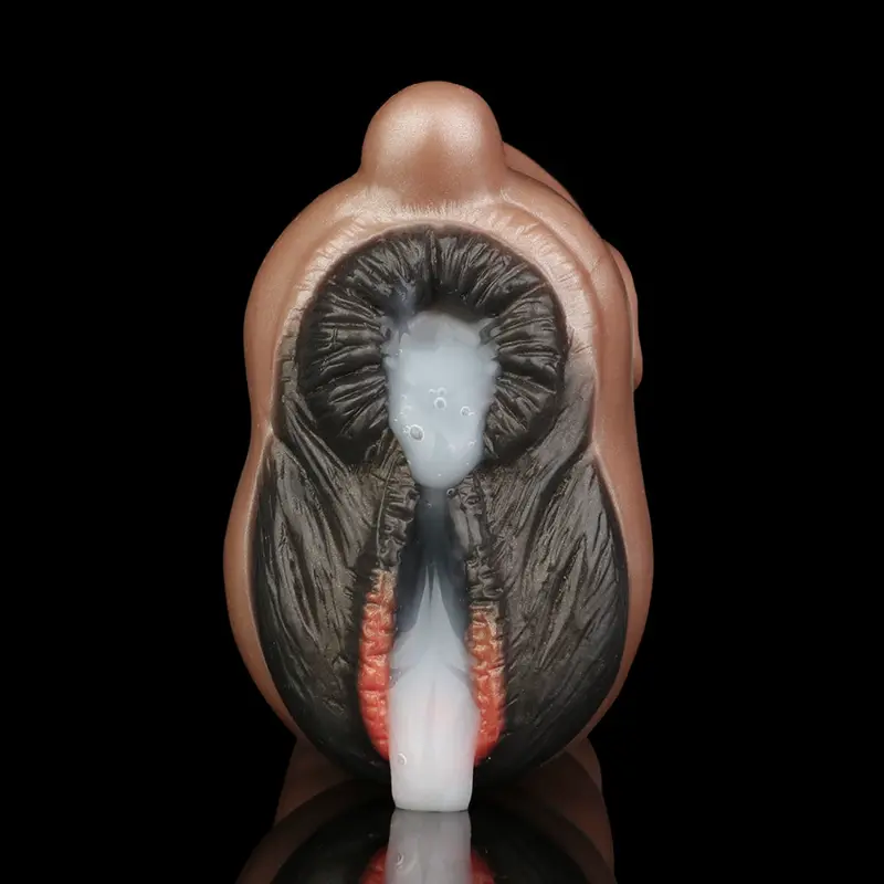 🐮 Silicone Ebony Cow Vagina Male Masturbator - FurryDildo Realistic Cow Pussy Sex Toy