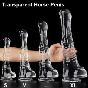 🐴 Transparent Horse Dildo - Realistic Water-Clear Silicone Equine Sex Toy