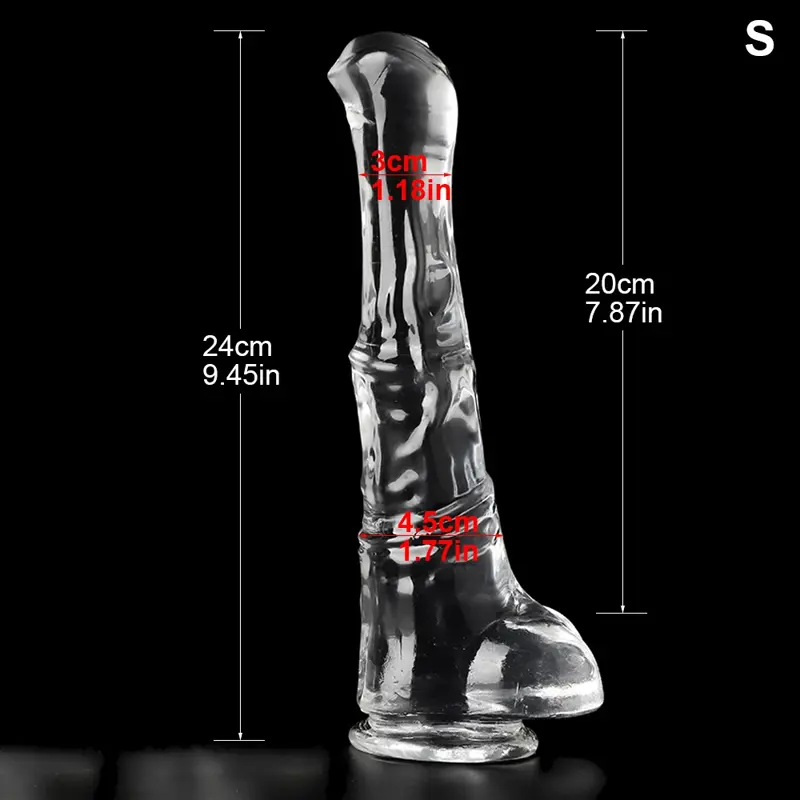 🐴 Transparent Horse Dildo - Realistic Water-Clear Silicone Equine Sex Toy