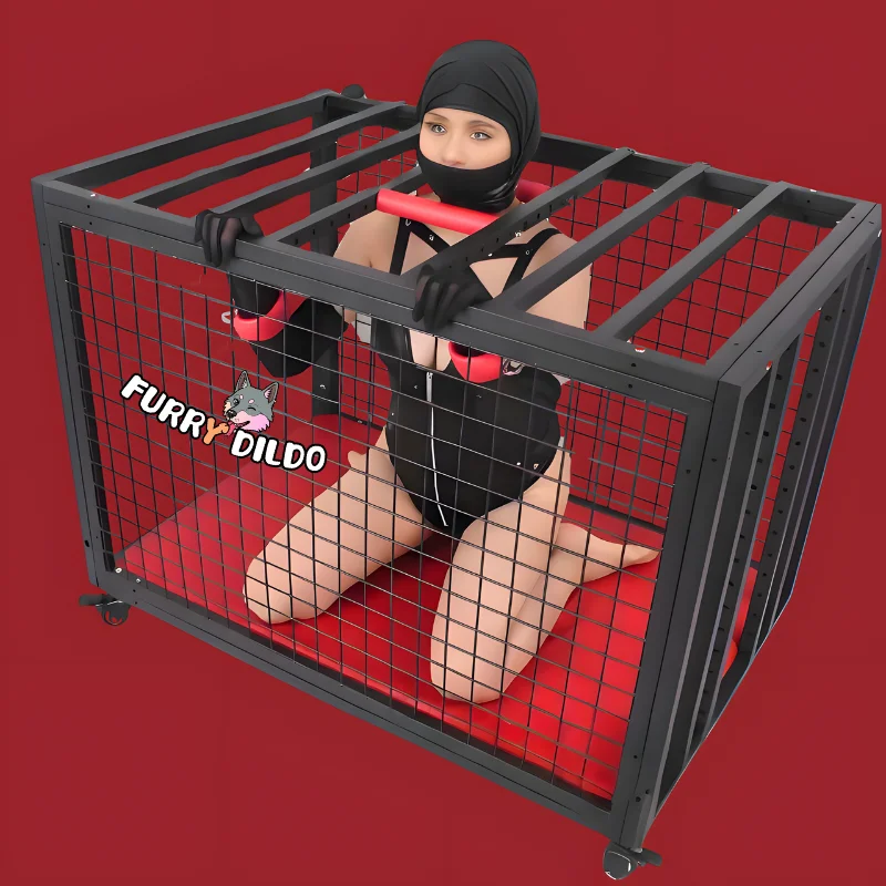 BDSM Dog Cage for Humans – Heavy-Duty Petplay Prison with Adjustable Bondage Bars