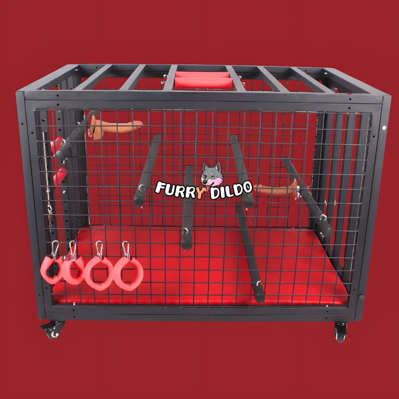 BDSM Dog Cage for Humans – Heavy-Duty Petplay Prison with Adjustable Bondage Bars