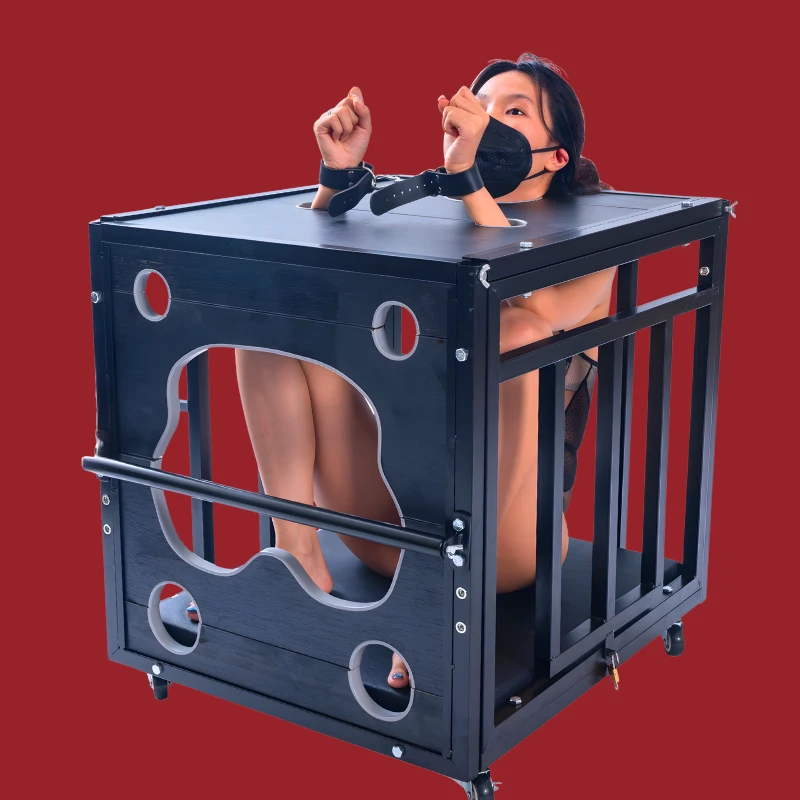 Steel Bondage Sex Cage - 70x60x63cm Lockable Dungeon for Pet Training