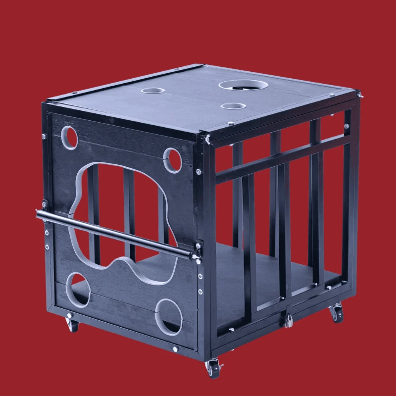 Steel Bondage Sex Cage - 70x60x63cm Lockable Dungeon for Pet Training