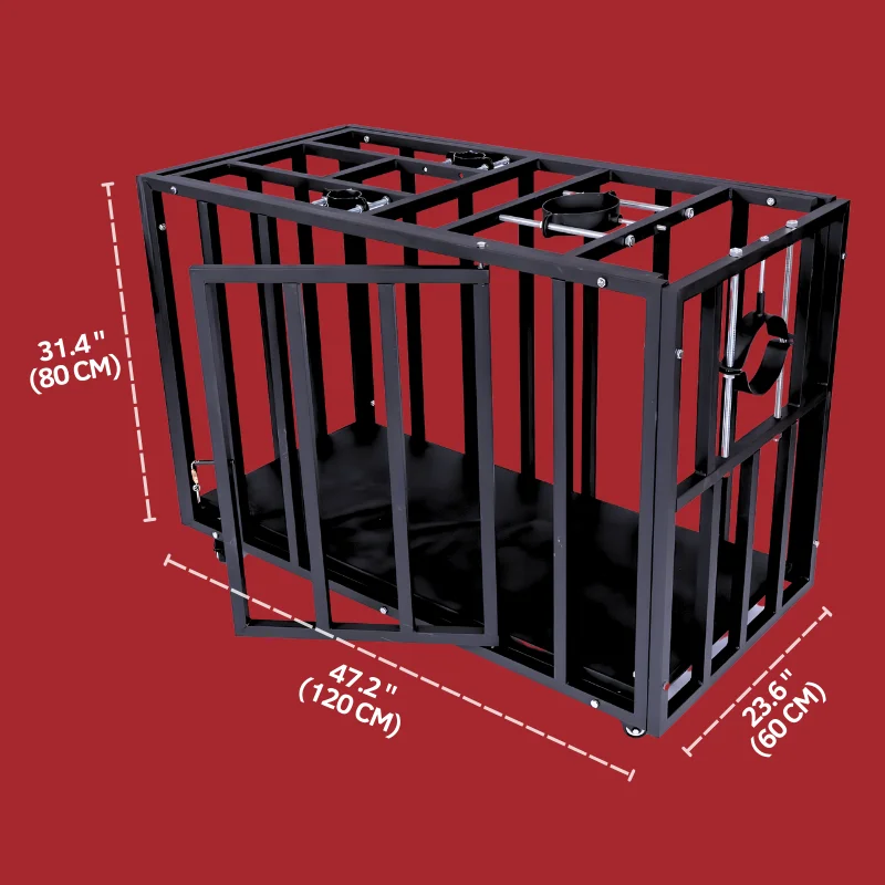 Sex Dungeon Hundekäfig - 47x24x31.5in BDSM-Gefängnis für menschliche Haustiere & Femdom Training