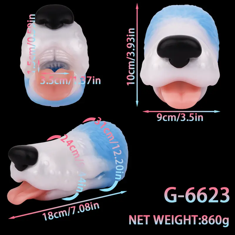 🐶 Dog Mouth Fleshlight - 3.93in Realistic Canine Oral Masturbator with Textured Throat