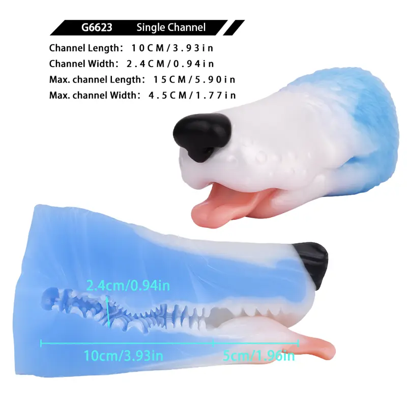 🐶 Dog Mouth Fleshlight - 3.93in Realistic Canine Oral Masturbator with Textured Throat