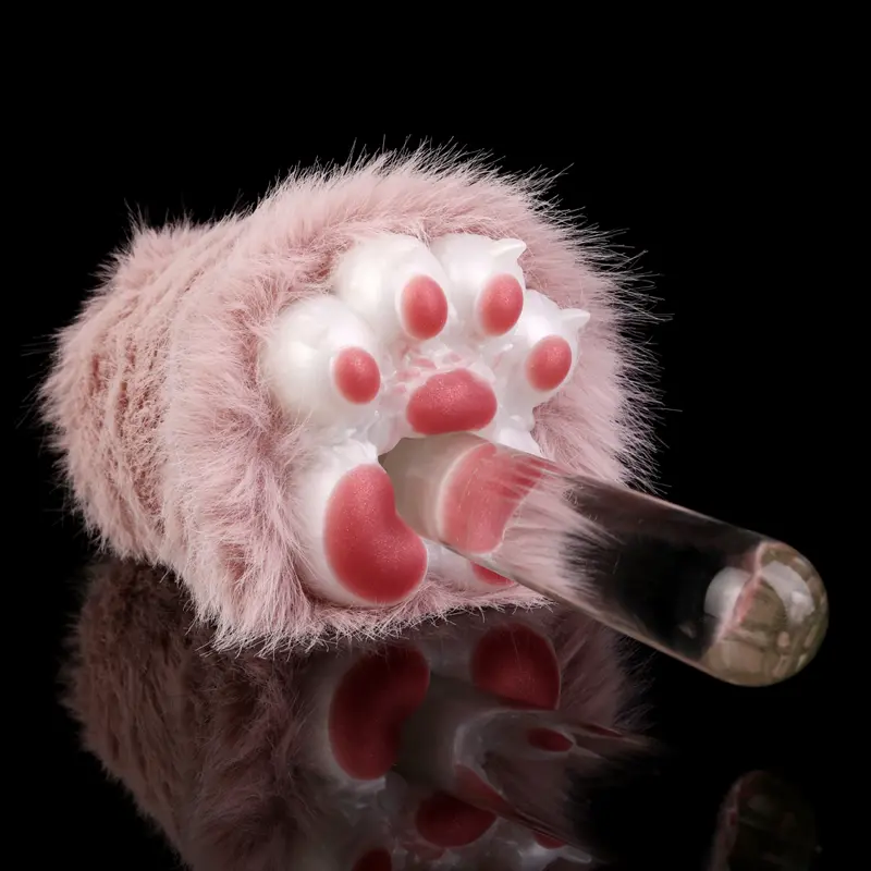 😻 Cat Fleshlight - Pink Furry Animal Paw Silicone Masturbator