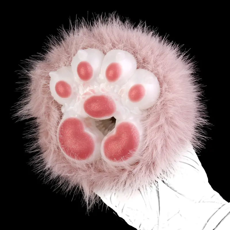 😻 Cat Fleshlight - Pink Furry Animal Paw Silicone Masturbator
