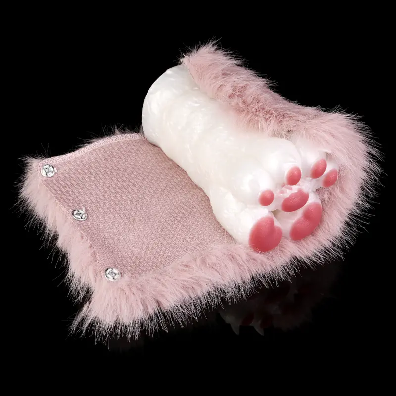😻 Cat Fleshlight - Pink Furry Animal Paw Silicone Masturbator