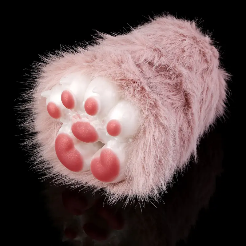 😻 Cat Fleshlight - Pink Furry Animal Paw Silicone Masturbator