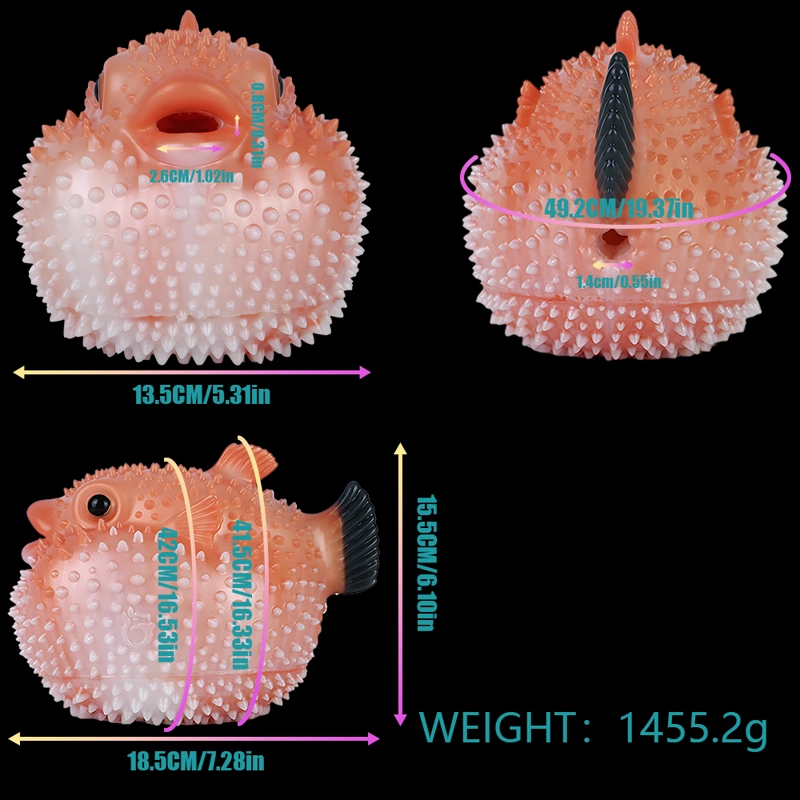 🐠 Fish Fleshlight Double-Channel Fleshlight – 4.92in & 4.33in Silicone Fish Masturbator with Textured Spikes