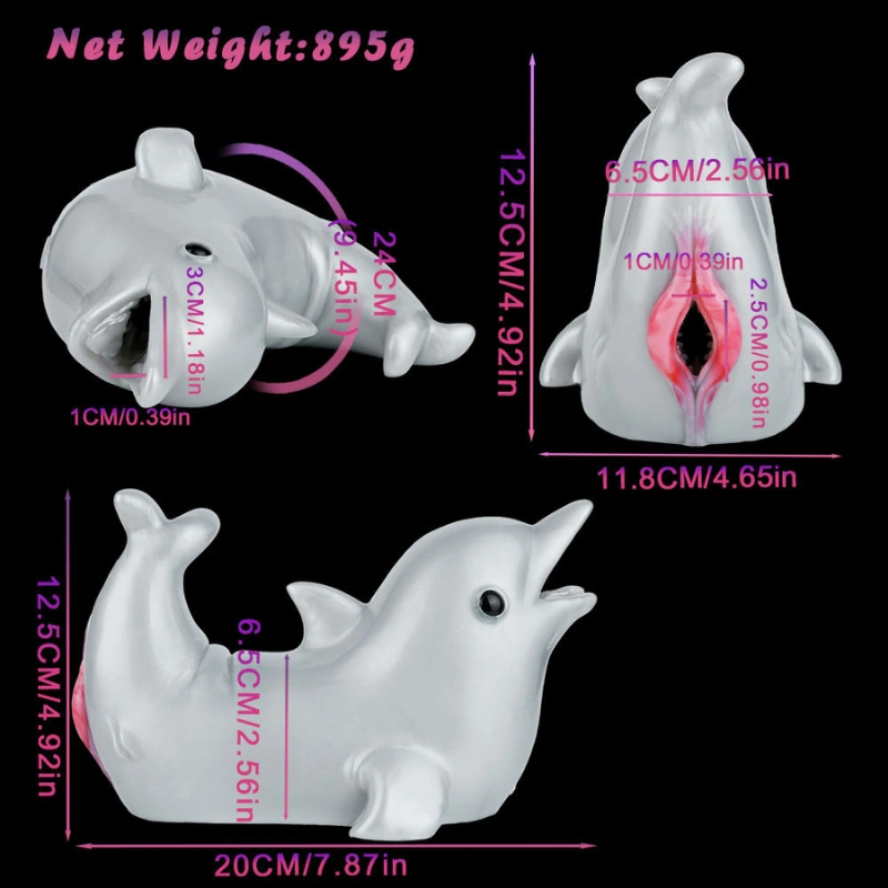 🐬 Fish Pocket Pussy - Dolphin Fish Fleshlight Dual-Channel Fantasy Masturbator