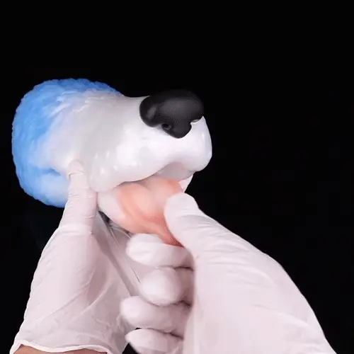 🐶 Dog Mouth Fleshlight - 3.93in Realistic Canine Oral Masturbator with Textured Throat