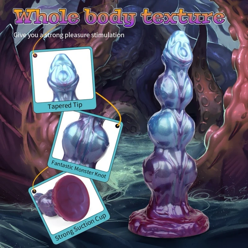 ๐ถ Dog Anal Beads โ Fantasy Knot Dildo with Suction Cup | Textured Animal Sex Toy
