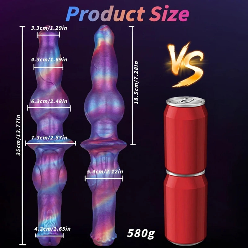 🐶 Cosmic Nebula Dual-Headed Dog Knotted Dildo - Flexible Liquid Silicone Double