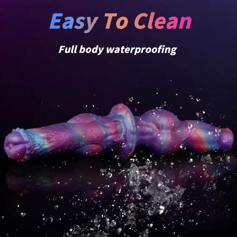 🐶 Cosmic Nebula Dual-Headed Dog Knotted Dildo - Flexible Liquid Silicone Double