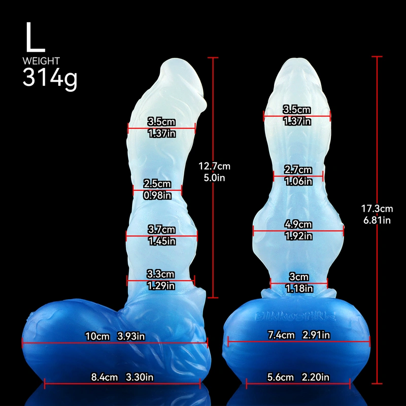 ๐บ Huge Wolf Knot Dildo โ Ice Gradient Silicone Beast Toy with Suction Cup Fantasy Dildo