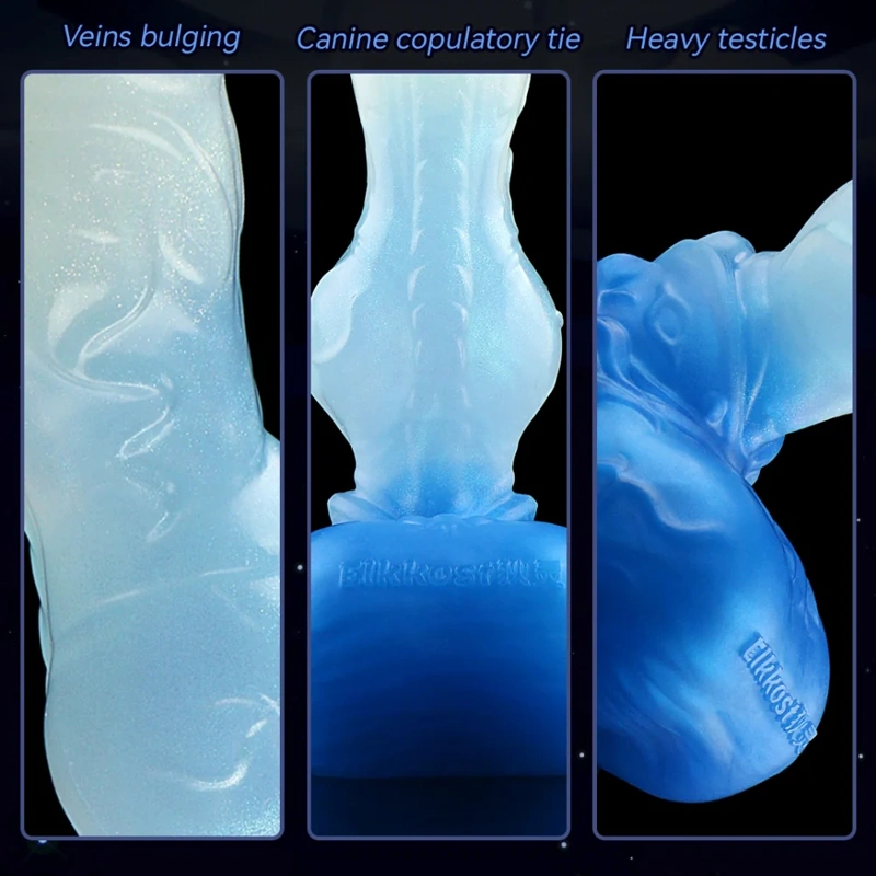 ๐บ Huge Wolf Knot Dildo โ Ice Gradient Silicone Beast Toy with Suction Cup Fantasy Dildo
