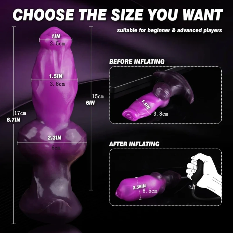 🐶 Inflatable Dog Knot Anal Plug – Adjustable Silicone Dog Inflatable Plug with Air Pump Anal Toy