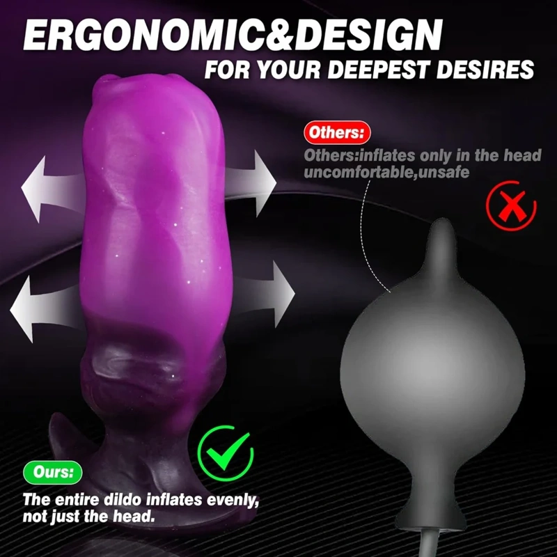 🐶 Inflatable Dog Knot Anal Plug – Adjustable Silicone Dog Inflatable Plug with Air Pump Anal Toy